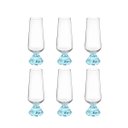Ver imagem 1 de Conjunto 6 Taças de Champanhe em Vidro Base Cristal Prisma Azul 290ml JL1019 Btc