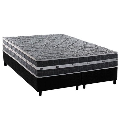 Conjunto Box King: Colchão Molas Anjos Ensacadas Black Graphite + Base Crc Suede Gray(193x203)