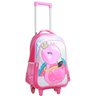 Kit Mochila Rodinhas e Alças + Estojo + Lancheira Flamingo Feminina Poliester + Pvc 16" Yepp Rainbow - 1
