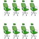 Ver imagem 1 de Kit 8 Cadeiras Escritório Diretor Tela Mesh com Encosto de Cabeça Verde e Branco