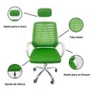 Ver imagem 6 de Kit 8 Cadeiras Escritório Diretor Tela Mesh com Encosto de Cabeça Verde e Branco