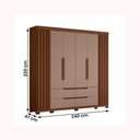 Ver imagem 4 de Guarda Roupa Doble Casal Quarto com 6 Portas e 4 Gavetas Nogueira/cappucino