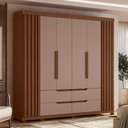 Ver imagem 2 de Guarda Roupa Doble Casal Quarto com 6 Portas e 4 Gavetas Nogueira/cappucino