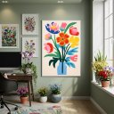 Ver imagem 1 de Quadro Decorativo Arte Digital Flores 70x50cm Mold Branca