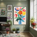 Ver imagem 2 de Quadro Decorativo Arte Digital Flores 70x50cm Mold Branca