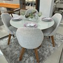 Ver imagem 1 de Sala de Jantar Mesa Redonda Bella 111 e 4 Cadeiras Dilly Fixas