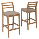 Ver imagem 1 de Kit 2 Banquetas Alta com Encosto Oliva Madeira Maciça Tauari Linho Bege Natuem