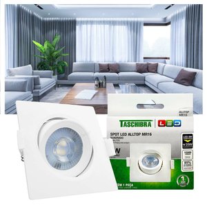 Spot Led Taschibra Alltop 5w Quadrado Embutir Mr16 38° - Luz Fria 6500k