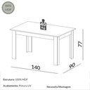 Ver imagem 3 de Mesa Jantar Retangular 1,40m x 0,90m com 4 Cadeiras Estofadas Encosto Tela Palha 100% MDF Dalla