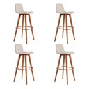 Ver imagem 1 de Kit 4 Banquetas Linea Alta Luxo Aço Cobre Assento Linho para Cozinha Americana Moderna - Cobre/Palha