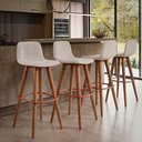 Ver imagem 2 de Kit 4 Banquetas Linea Alta Luxo Aço Cobre Assento Linho para Cozinha Americana Moderna - Cobre/Palha