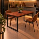 Ver imagem 2 de Mesa de Jantar Reforçada Industrial 130x50cm Tampo Vermelho Pés Preto