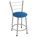 Ver imagem 3 de Kit 3 Banquetas Baixas Prata com Encosto Assento Azul