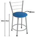 Ver imagem 2 de Kit 3 Banquetas Baixas Prata com Encosto Assento Azul