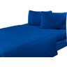 Jogo De Lençol Microfibra Casal Queen 04 Peças Azul - 1