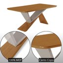 Ver imagem 6 de Mesa de Jantar Yasmin Tampo Laminado Canto Copo e 6 Cadeiras Veludo Capuccino/Naturale/Off White