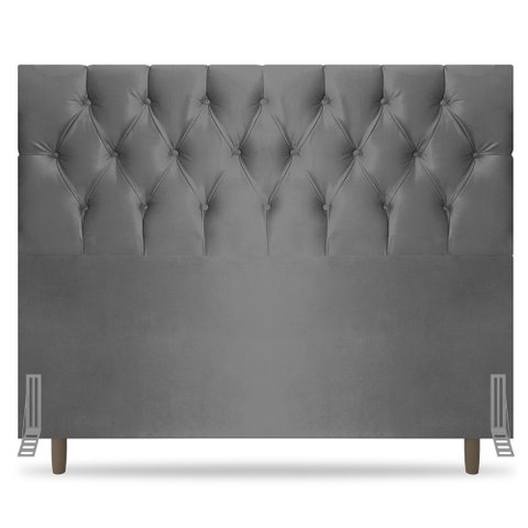 Cabeceira Cama Box Casal Queen Size Madrid 160cm Suede Cinza - Desk Design