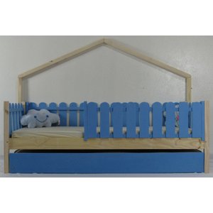 Bicama Infantil Solteiro Base Moldura Colorida Madeira Maciça Pinus Grade Cercadinho