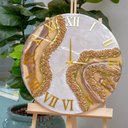 Ver imagem 1 de Relógio de Parede Grande 60cm Luxo - Fundo Branco Perolado com Dourado e Marrom