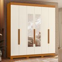 Ver imagem 2 de Guarda Roupa Casal Vinci 6 Portas Cinamomo/off White com Espelho - Móveis Albatroz