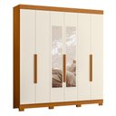 Ver imagem 1 de Guarda Roupa Casal Vinci 6 Portas Cinamomo/off White com Espelho - Móveis Albatroz