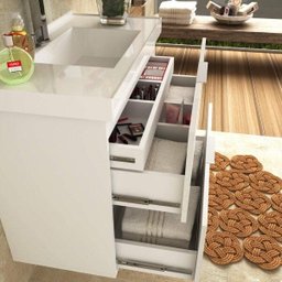 Conjunto para Banheiro Gabinete com Cuba e Espelheira 80cm Pietra Móveis Bosi - 3