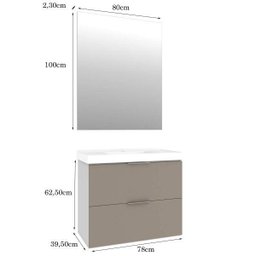Conjunto para Banheiro Gabinete com Cuba e Espelheira 80cm Pietra Móveis Bosi - 2