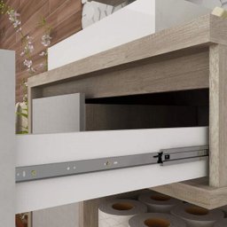 Gabinete para Banheiro com Cuba e Armário com Espelho 100cm Malbec Móveis Bosi - 5