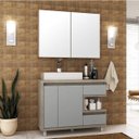 Ver imagem 1 de Gabinete para Banheiro com Cuba e Armário com Espelho 100cm Malbec Móveis Bosi