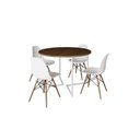 Ver imagem 2 de Mesa Industrial Base Ferro Branco em V Tampo 110cm Amêndoa 4 Cadeiras Eames Madeira Assento Branco