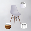 Ver imagem 3 de Mesa Industrial Base Ferro Branco em V Tampo 110cm Amêndoa 4 Cadeiras Eames Madeira Assento Branco