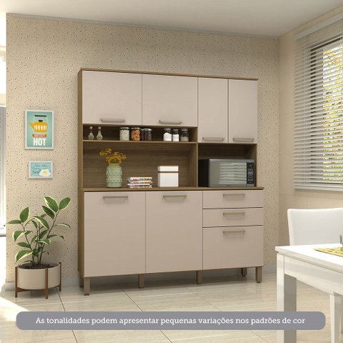 Cozinha Compacta 165,40cm 7 Portas e 2 Gavetas com Tampo 353 Luciane Móveis