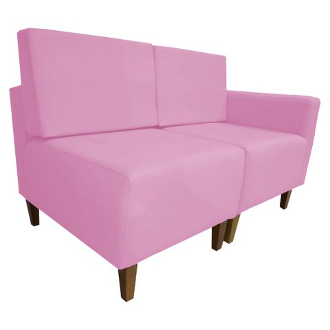 Poltrona Decorativa Alicia Lado Esquerdo Suede Rosa Pés Madeira Mz Decor