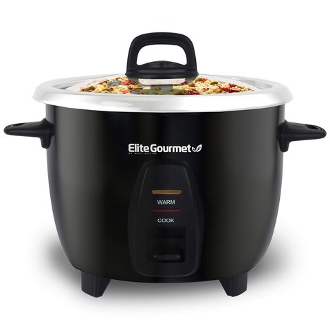 Elite Gourmet Panela Elétrica de Arroz 10 Xícaras com Panela de Aço Inox (preto)
