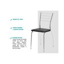 Ver imagem 4 de Kit 2 Cadeiras Sala Jantar 1700 2 Un Preto/Courano Preto - Carraro