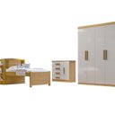 Ver imagem 2 de Quarto Infantil Completo com Guarda-Roupa Cama 100% MDF e Cômoda Angel Marrom/Cinamomo/Off White