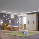 Ver imagem 1 de Quarto Infantil Completo com Guarda-Roupa Cama 100% MDF e Cômoda Angel Marrom/Cinamomo/Off White