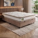Ver imagem 2 de Cama Box com Baú Queen D33 Double Face Molas Ensacadas Branco e Bege Hellen Estofados e Colchões