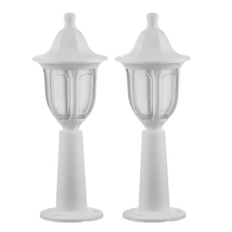 2 Balizadores Moderno Branco para Jardim e Muro Lente Fosca Injetado Termoplástico Dital