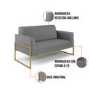 Ver imagem 6 de Sofá Namoradeira com Poltrona Base Industrial Alta Dourado Marisa Linho D03 - D’Rossi A26 Gra