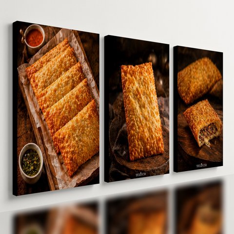 Kit 3 Quadro Decorativo Pastel Lanchonete Pastelaria Est6 28x20cm