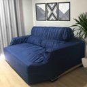 Ver imagem 3 de Capa Sofá Retrátil 2 Lugares 1,70m X 1,10m Elasticada 100% Poliéster Azul