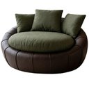 Ver imagem 1 de Poltrona Decorativa Safira Base Giratoria Linho Color Trend e Courino Tca 307 Tcs 721 Moll