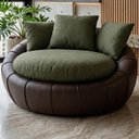 Ver imagem 2 de Poltrona Decorativa Safira Base Giratoria Linho Color Trend e Courino Tca 307 Tcs 721 Moll