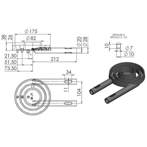 Queimador Duplo Mitj Fogão Industrial Ferro Fundido 17,5cm