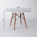 Ver imagem 5 de Conjunto Mesa 4 Cadeiras Brancas Eiffel 90cm Base Madeira Tampo Branco