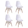 Conjunto Mesa 4 Cadeiras Brancas Eiffel 90cm Base Madeira Tampo Branco - 4