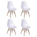 Ver imagem 4 de Conjunto Mesa 4 Cadeiras Brancas Eiffel 90cm Base Madeira Tampo Branco