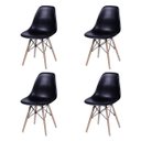 Ver imagem 5 de Jogo de Mesa 4 Cadeiras Pretas Eames Eiffel 90cm Base Madeira Tampo Preto New