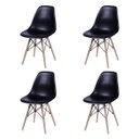 Ver imagem 4 de Jogo de Mesa 4 Cadeiras Pretas Eames Eiffel 90cm Base Madeira Tampo Preto NEW